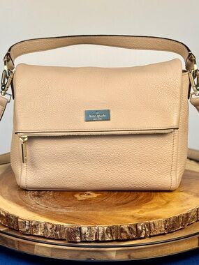 Kate Spade Highland Place Maria Cream Pebbled Leather Gold HW Crossbody